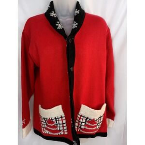 storybook knits christmas holiday snowflake red black‎ festive party L tree